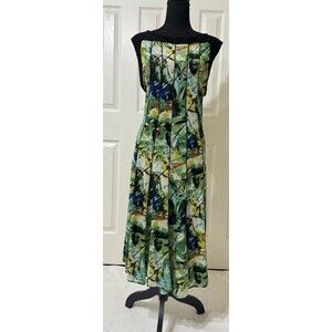 VTG 70s Sole Dione Studio Colorful Tunic Scoop Neck  Arts Hawaii Dress USA - XL